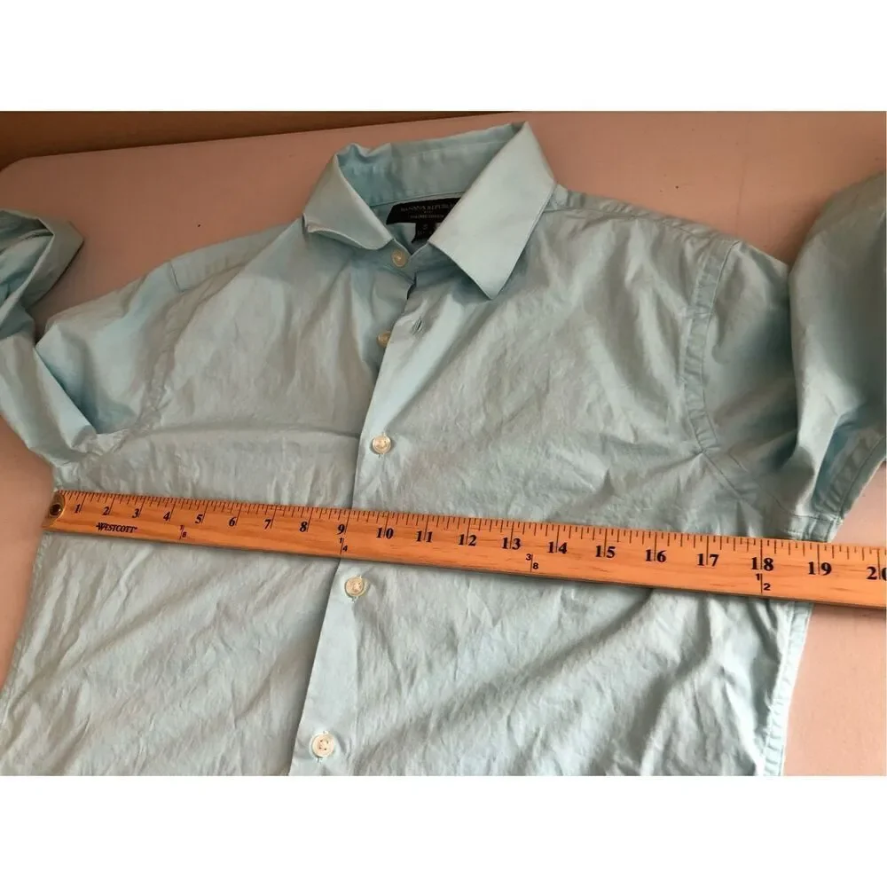 Banana Republic Mens Tailored Stretch Button Up Shirt Blue SZ S